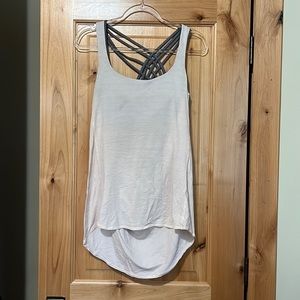 Lululemon Athletica pink tank top with built in bra with cowl back.
